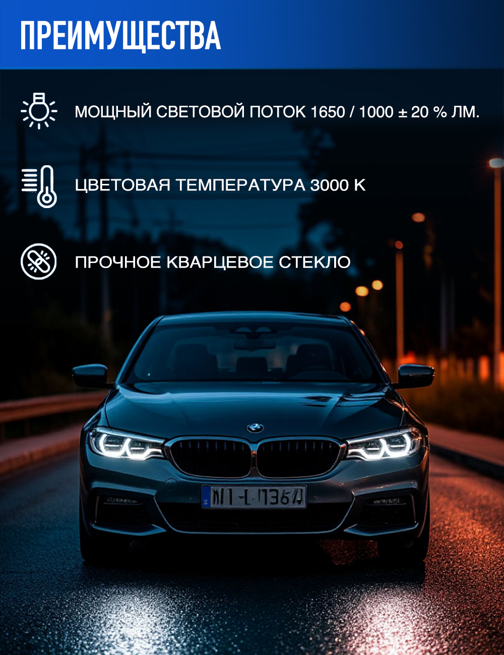 RW-H4-b Галогенная автомобильная лампа H4 12В 60/55Вт (1шт. блистер) С