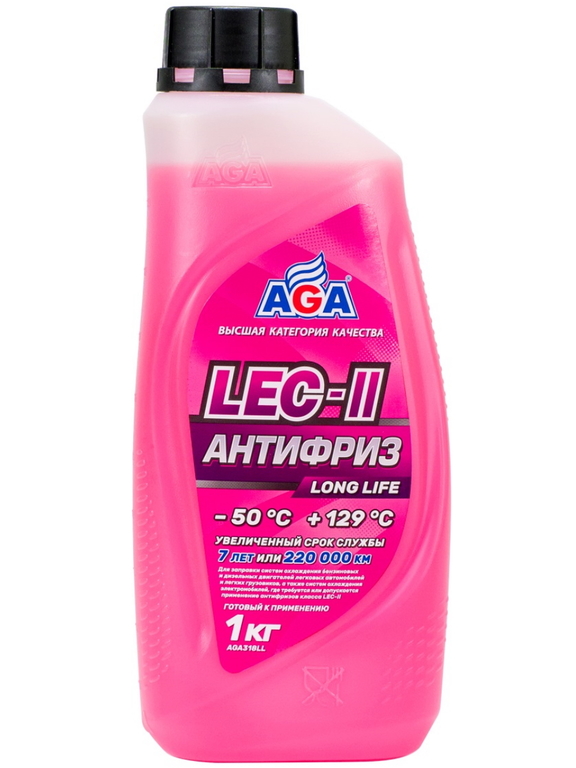 AGA318LL Антифриз, готовый к применению, розовый, -50С, 1кг, LEC-II;ANTIFREEZE AGA LEC-II