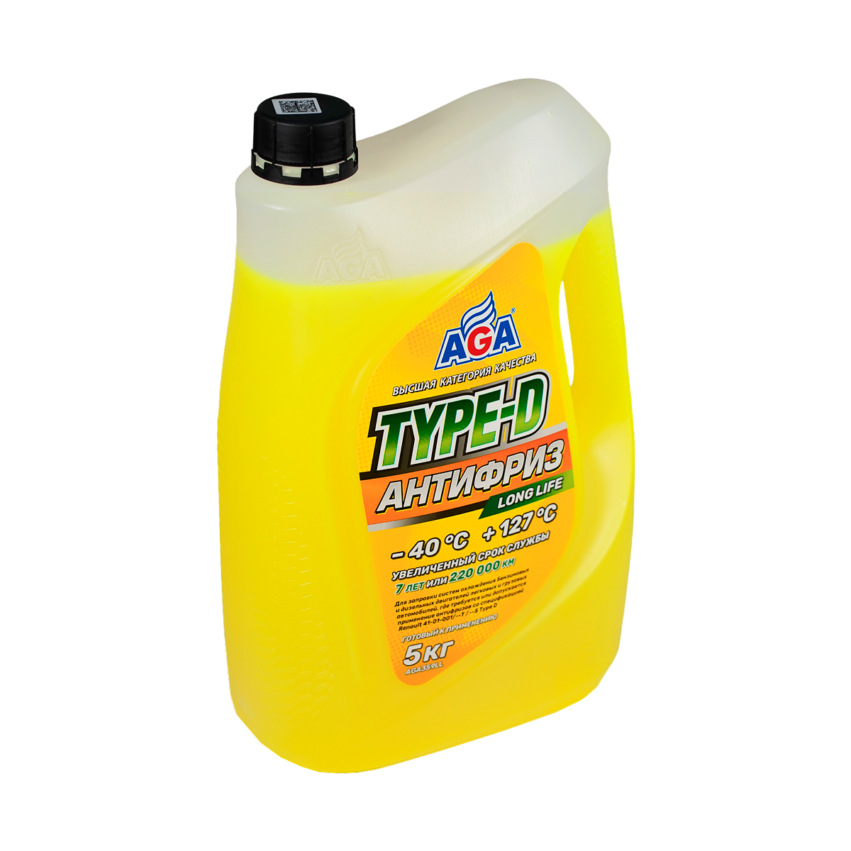 AGA359LL Антифриз желтый, -40С, 5кг,  TYPE-D AGA ANTIFREEZE AGA  TYPE-D