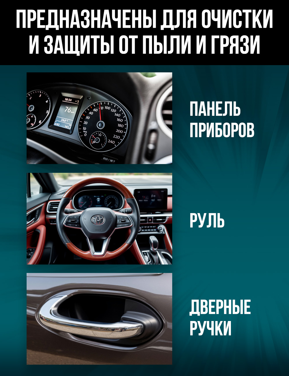 RW641 Салфетки влажные для ухода за интерьером автомобиля