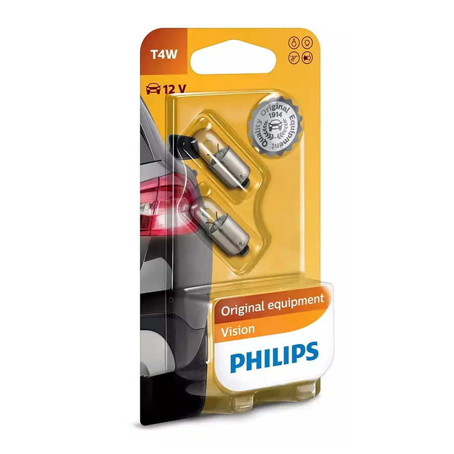 Лампа PHILIPS T4W 12V-4W (BA9s) (цок.) 12929B2  блистер 2шт