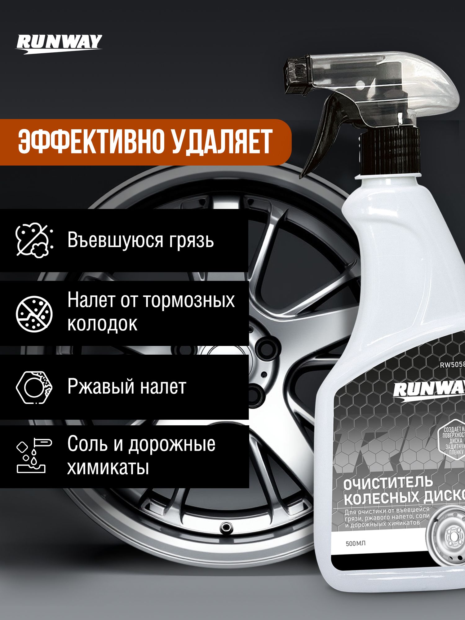 RW5058 Очиститель колесных дисков 500 мл. С