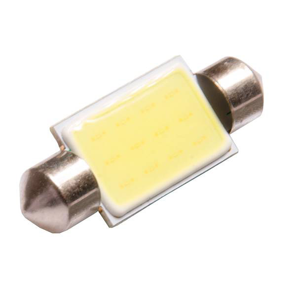 Автолампа диод T11(C5W) 12V 6W 1 COB диод 1-конт 39мм Белая SKYWAY Салон, номер