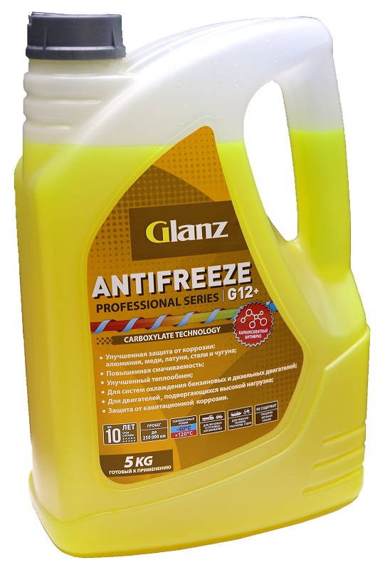   Glanz Антифриз G12+ Carboxylate PRO (желтый) 5кг