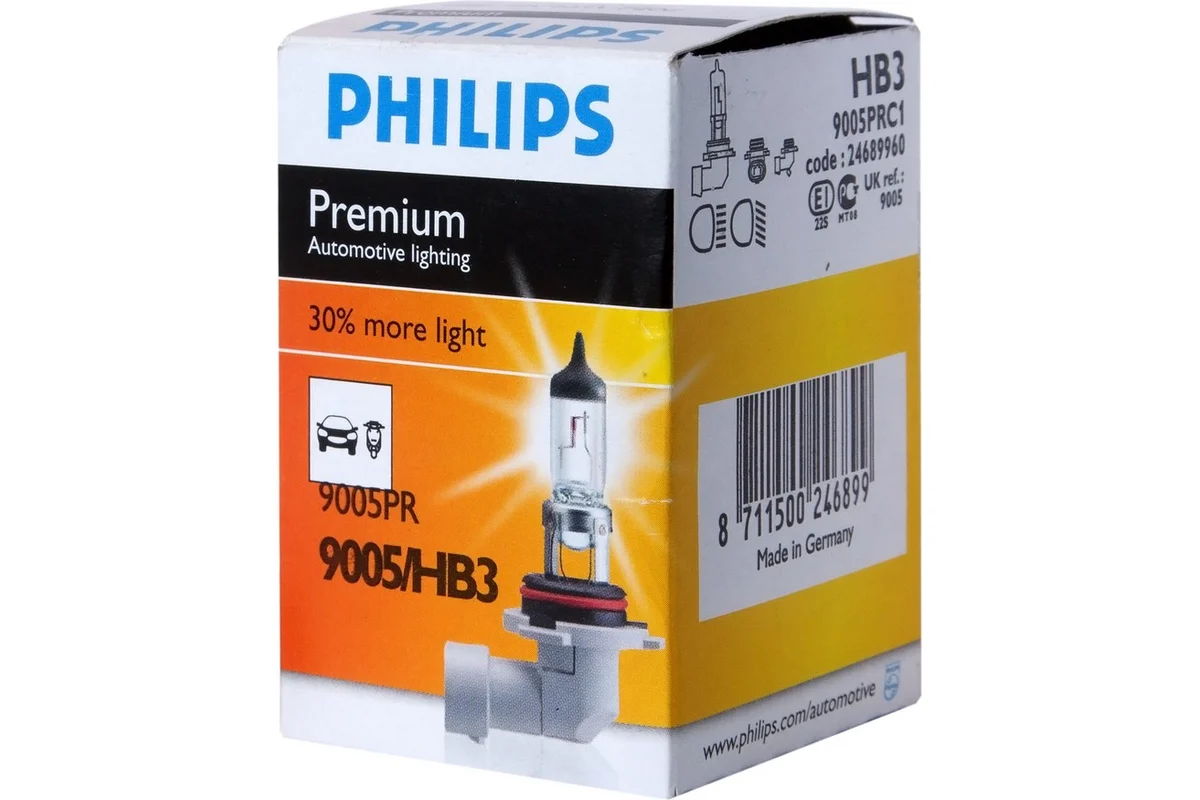 Лампа PHILIPS HB3 12V-60W 1шт, 9005PR