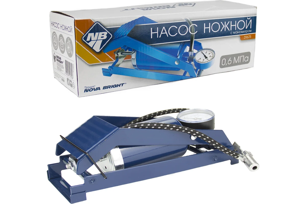 Насос ножной "Nova Bright" с манометром, Nova Bright 500 см3