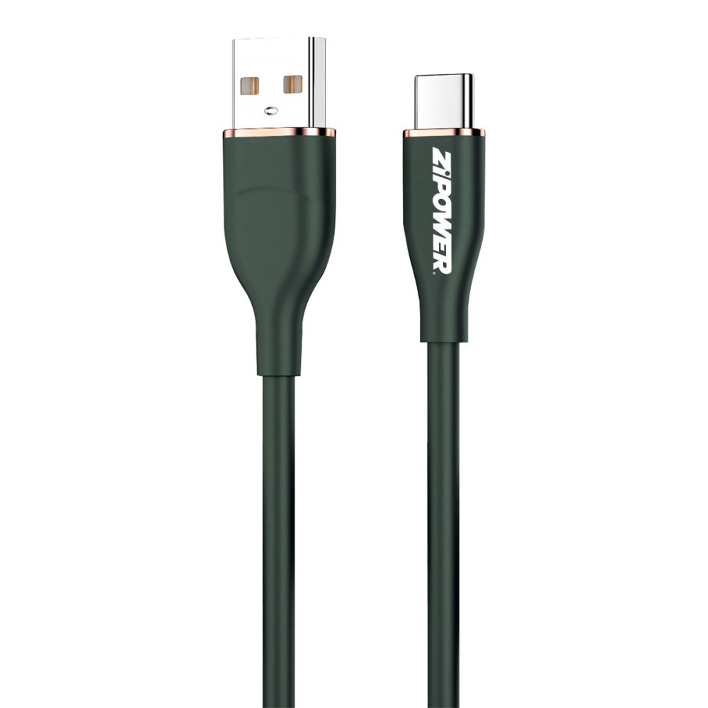 PM6738 Силиконовый USB кабель Type-A Type-C, 3 A быстрая зарядка, 1 м, передача данных 480 Мбит/с, черный