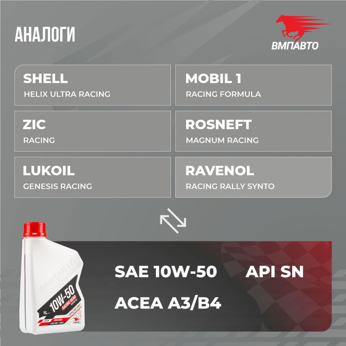ВМПАВТО 10w50 SN A3/B4 1л синт масло моторное 9238