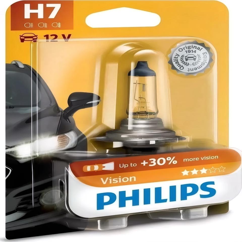 Лампа PHILIPS H7 12V 55W Vision Premium 12972PRB1 +30% блистер 1шт.