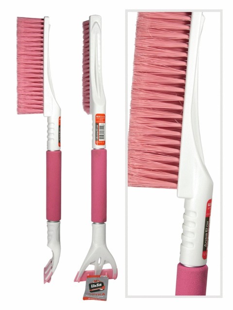 Щетка для снега со скребком "Li-Sa" 61 см поролоновая ручка, расщепленная щетина (LS211/2) 44408