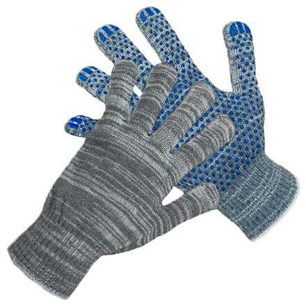 Перчатки х/б с ПВХ серые 4 нити