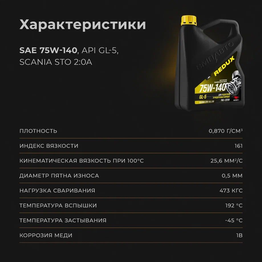 ВМПАВТО 75W-140 GL-5 SCANIA 2:0A 1л синт масло трансм 9701