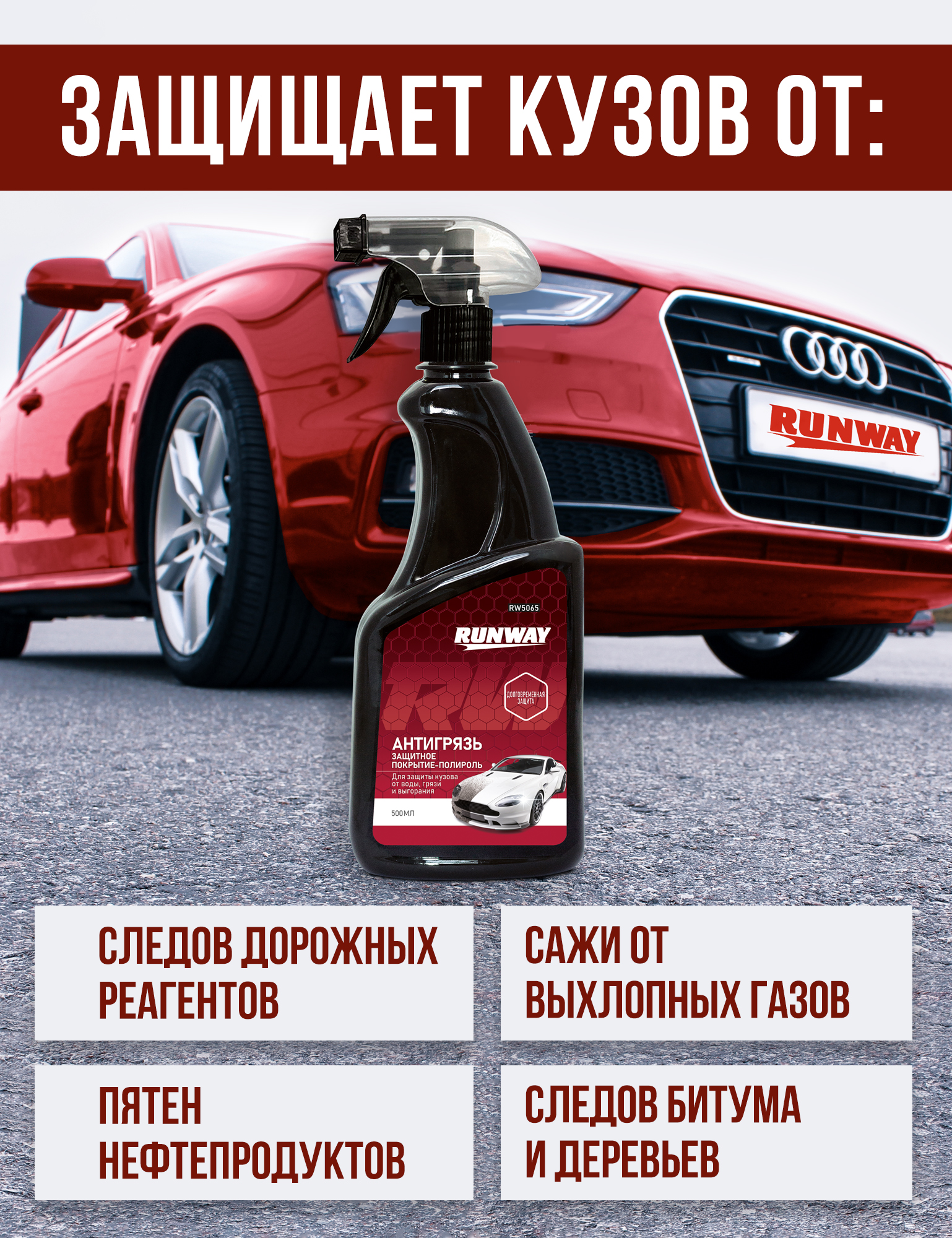 RW5065 Защитное покрытие-полироль "Антигрязь" 500мл