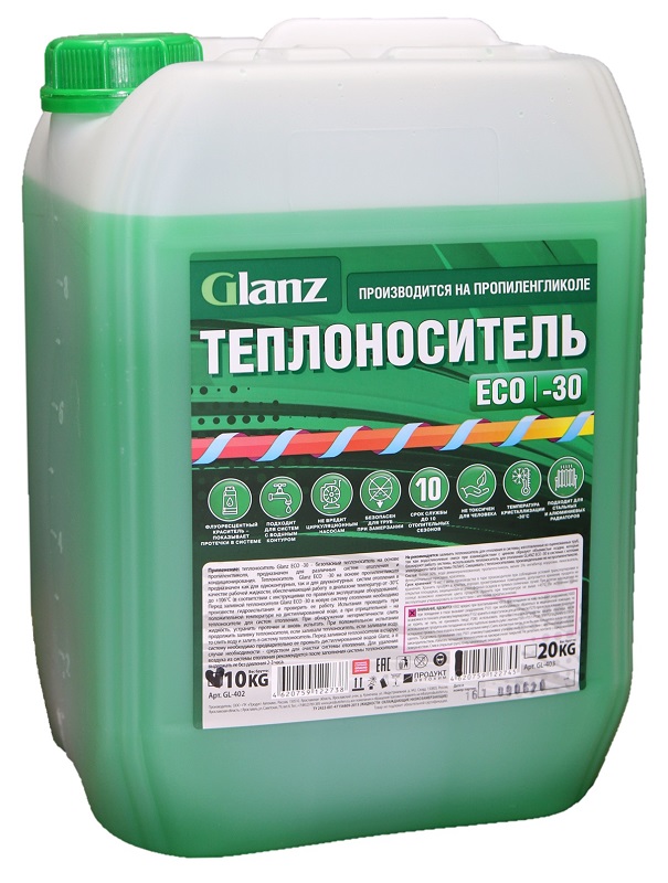  GLANZ Теплоноситель ECO -30   10кг (пропиленгликоль)