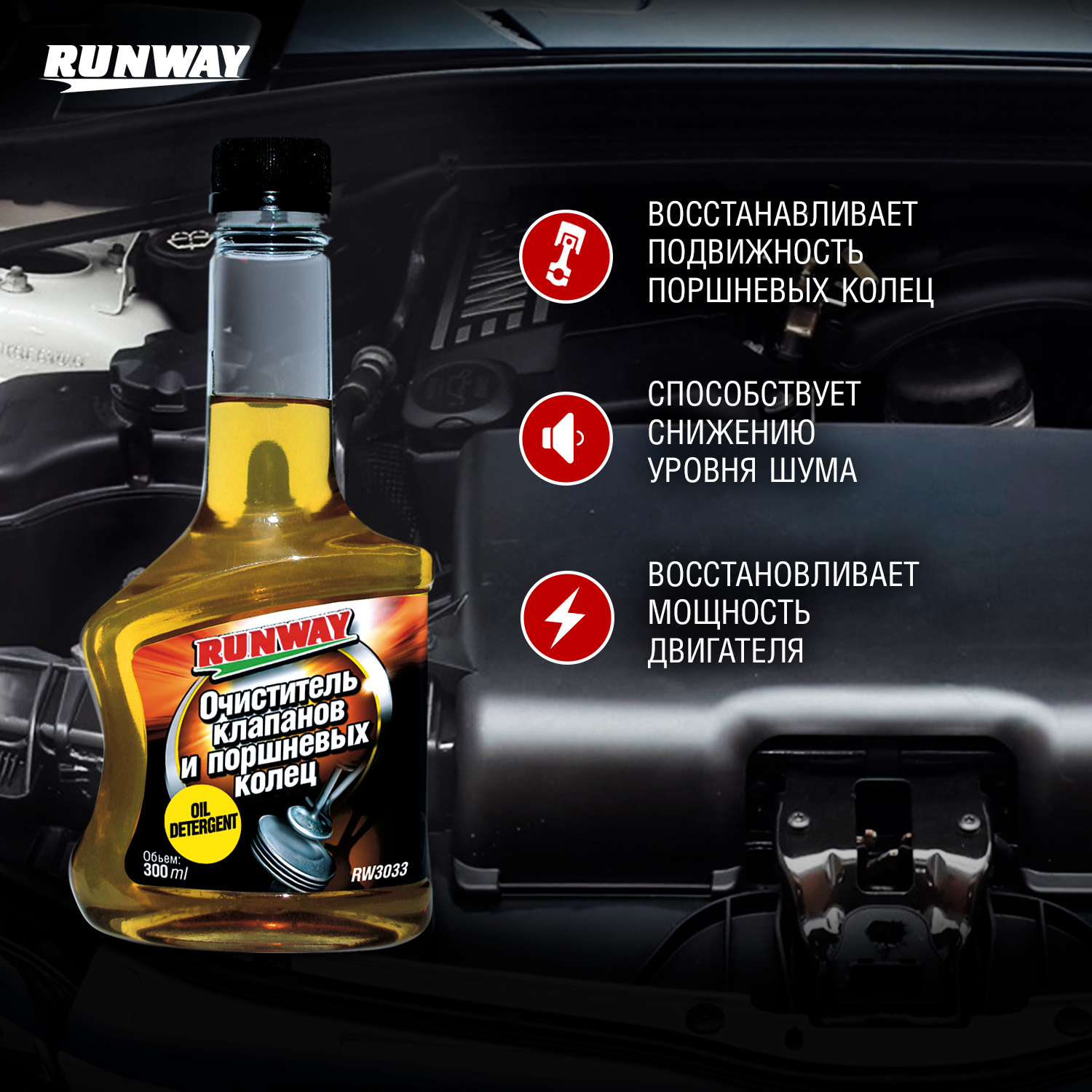 RW3033 Очиститель клапанов и поршн. кол. 300 мл