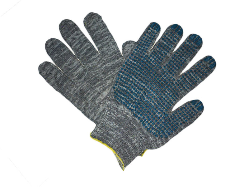  Перчатки рабочие х/б с ПВХ (точка) 10 пар 4 нити с этикеткой БИБИП