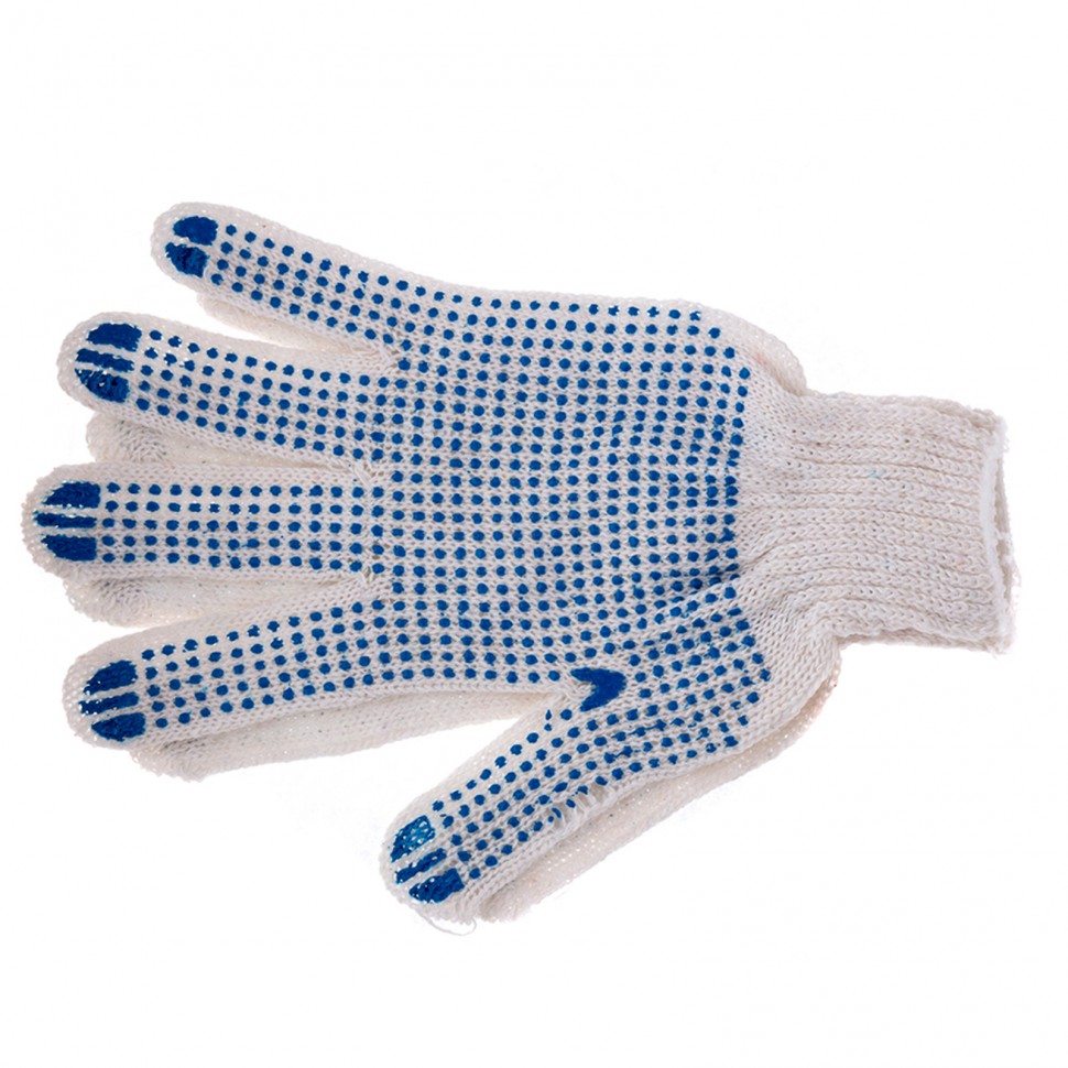  Перчатки рабочие х/б с ПВХ (точка) одна пара 6 нитей с этикеткой БИБИП