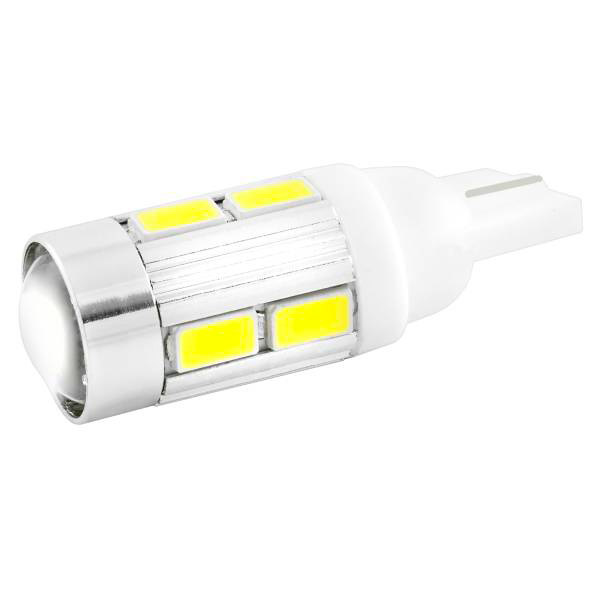 Автолампа диод T10(W5W) 12V 10 SMD диодов 1-конт с линзой Белая SKYWAY Салон, габариты, номер, стопы