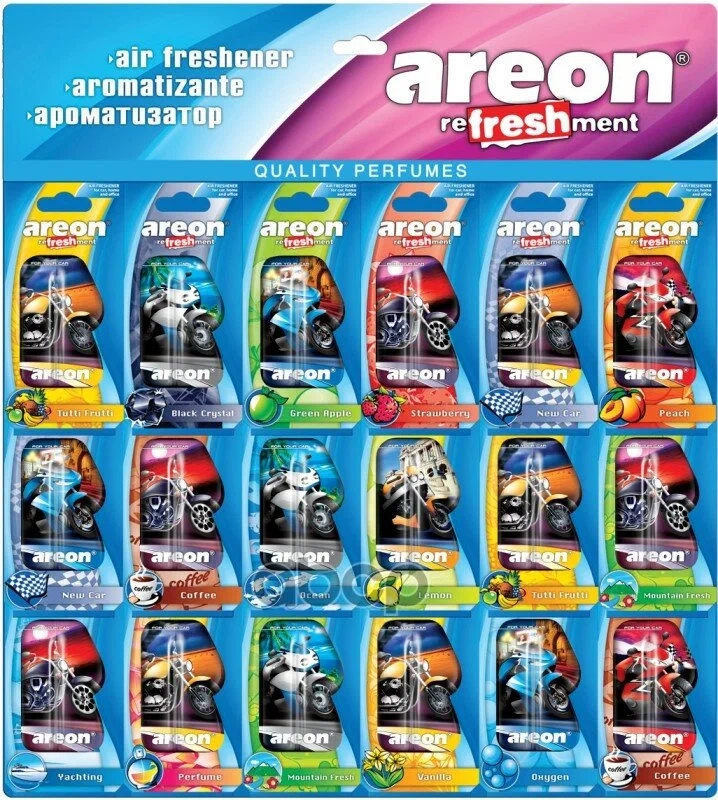 Ароматизатор AREON "REFRESHMENT LIQUID" мото лист 24шт DST09
