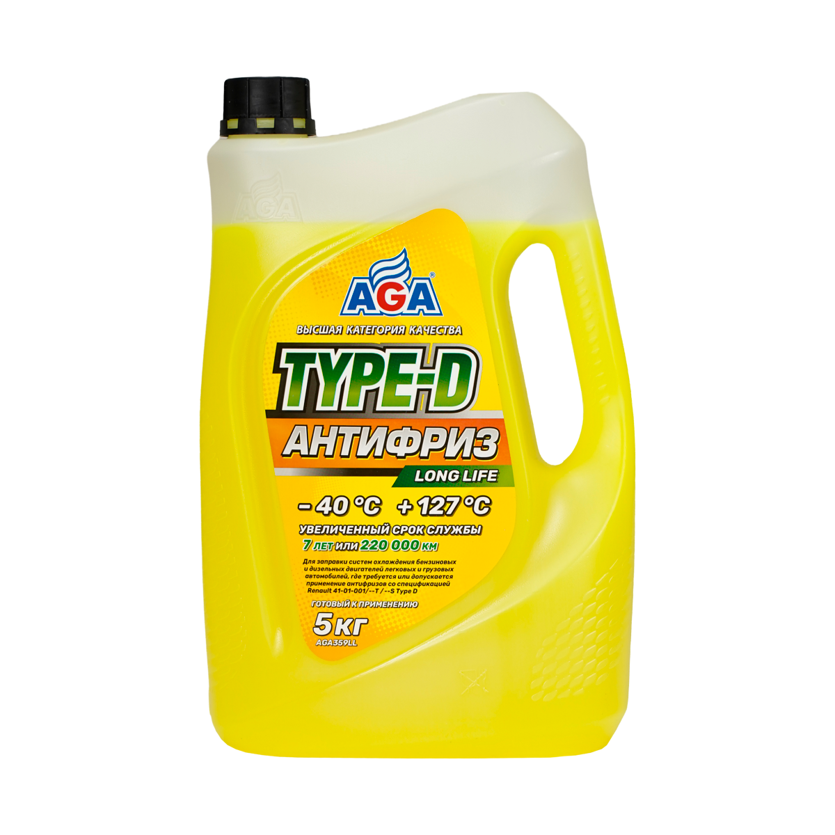 AGA359LL Антифриз желтый, -40С, 5кг,  TYPE-D AGA ANTIFREEZE AGA  TYPE-D