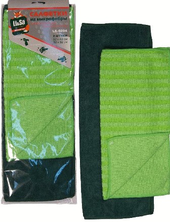 Салфетки из экстраплотной микрофибры в наборе (2 шт-32х43см/32х32см) "Li-Sa" универсальные (LS0204) 44431