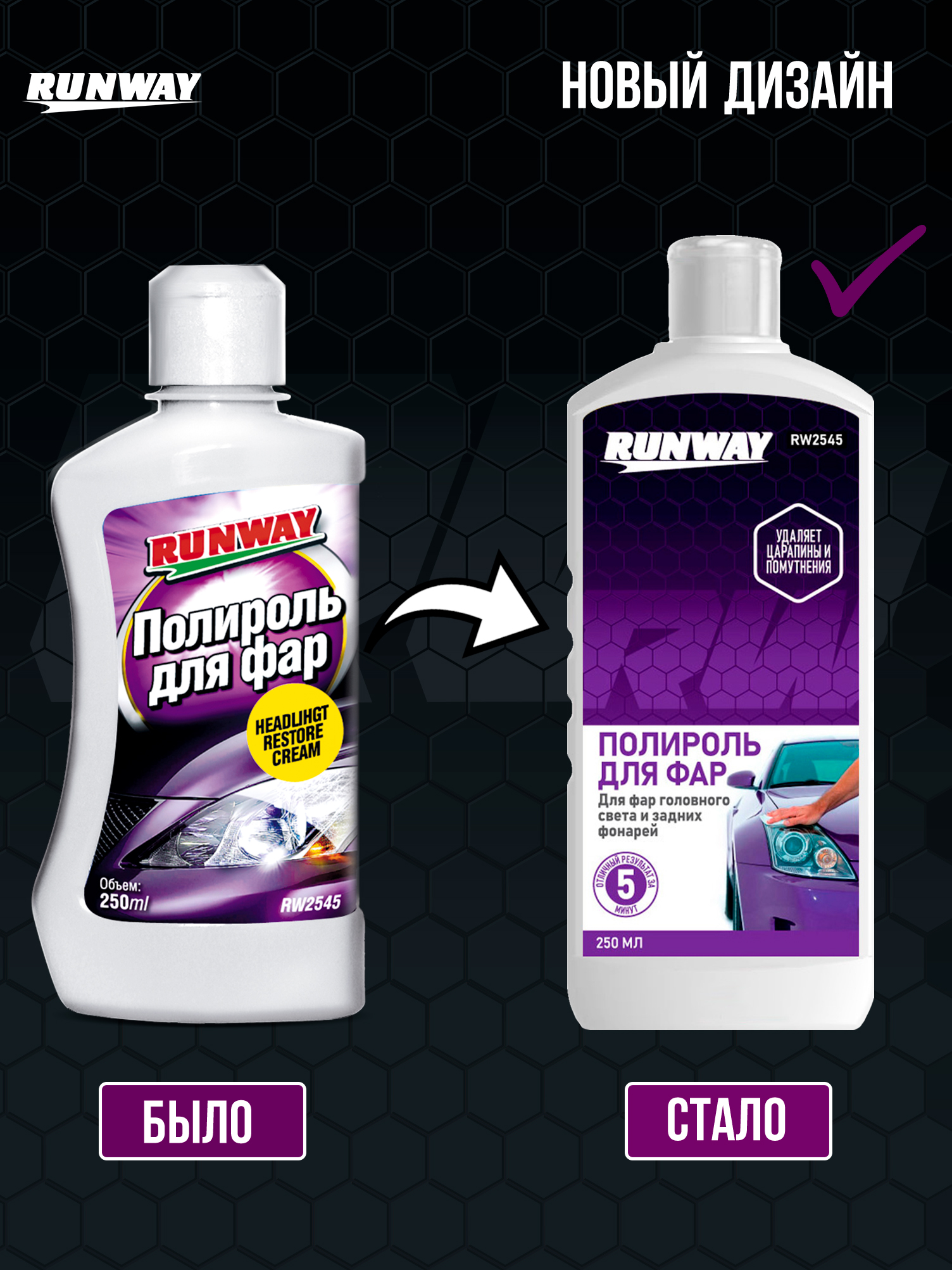 RW2545 Полироль фар 250мл.