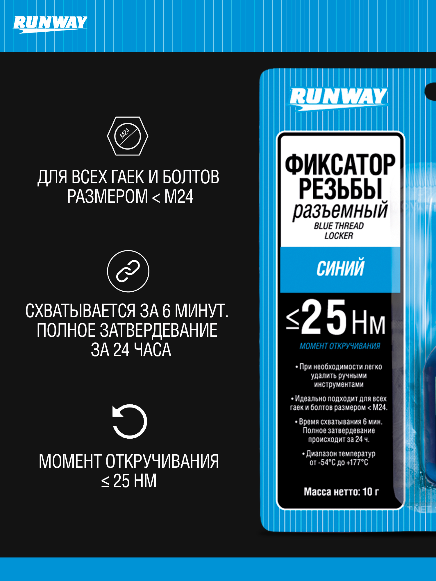 RW8509 Фиксатор резьбовых соединений съемный (синий)