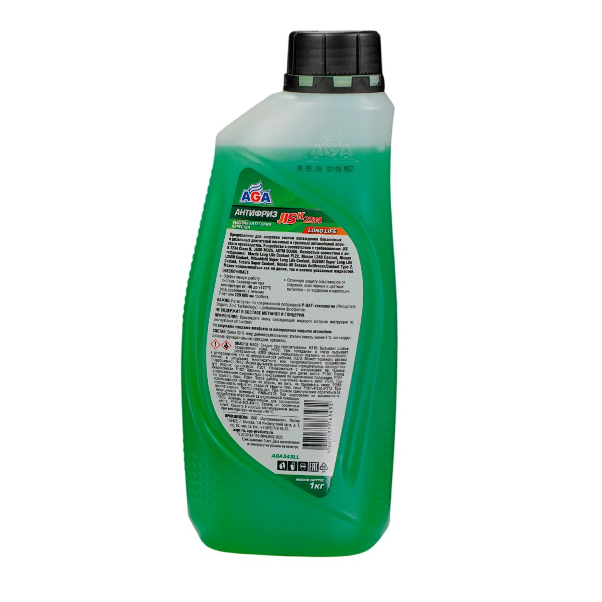 AGA343LL Антифриз зеленый,  -40С, 1кг JIS K 2234