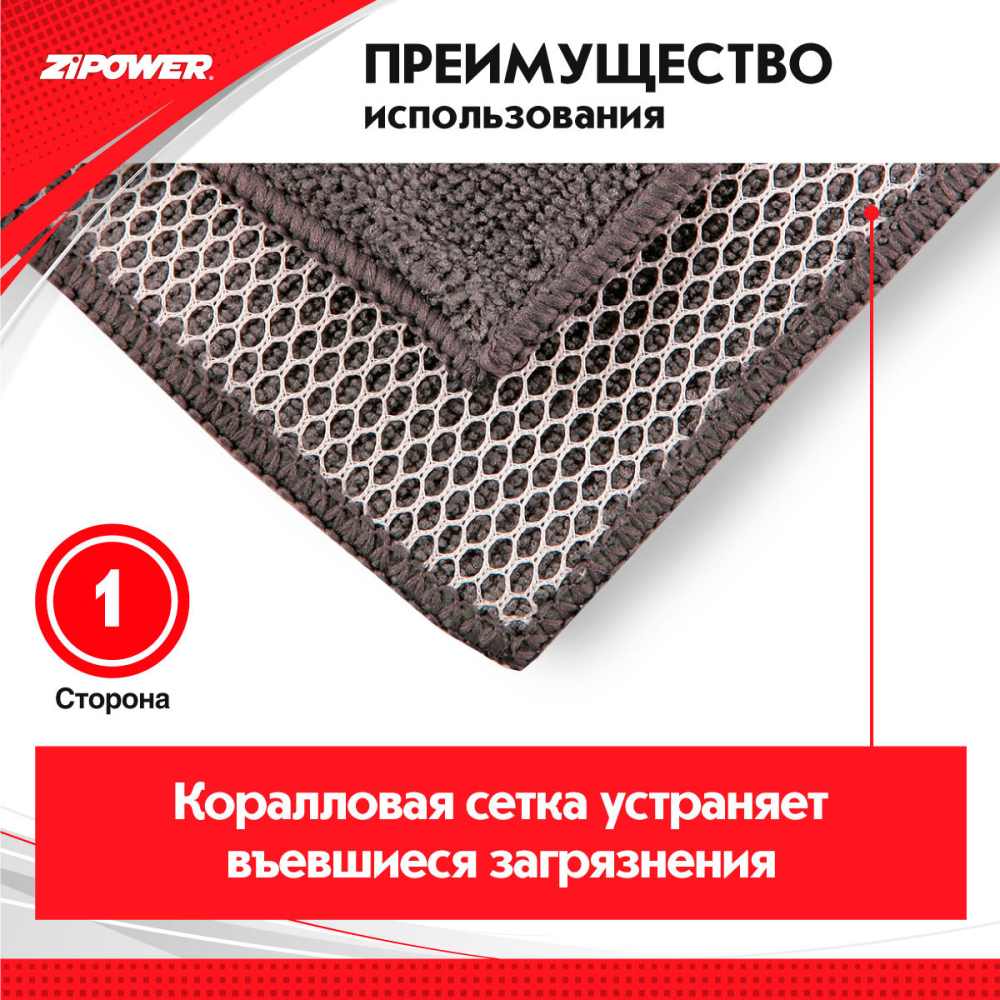 PM0303 Салфетка двухсторонняя из микрофибры с кораловой сеткой+