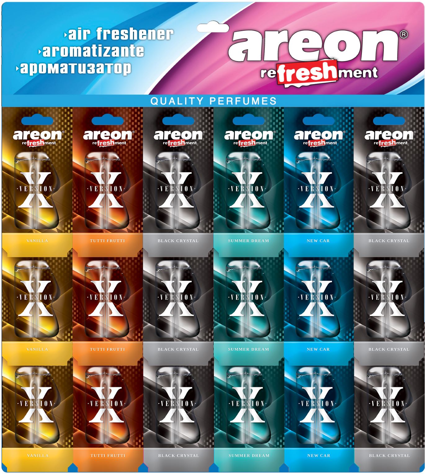 Ароматизатор AREON "REFRESHMENT LIQUID X-Ver лист 18шт 704-333-XV