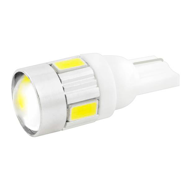 Автолампа диод T10 (W5W) 12V 6 SMD диодов 1-конт с линзой Белая SKYWAY Салон, габариты, номер, стопы
