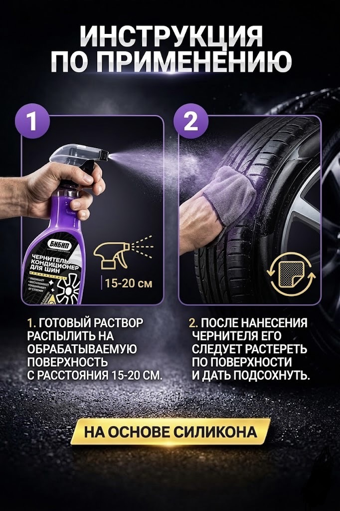  БИБИП Чернитель и кондиционер шин силикон professional 550 мл
