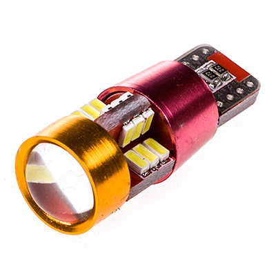 Автолампа диод T10(W5W) 12V 27 SMD диодов 1-конт обманка, с линзой Белая SKYWAY Салон, габариты...