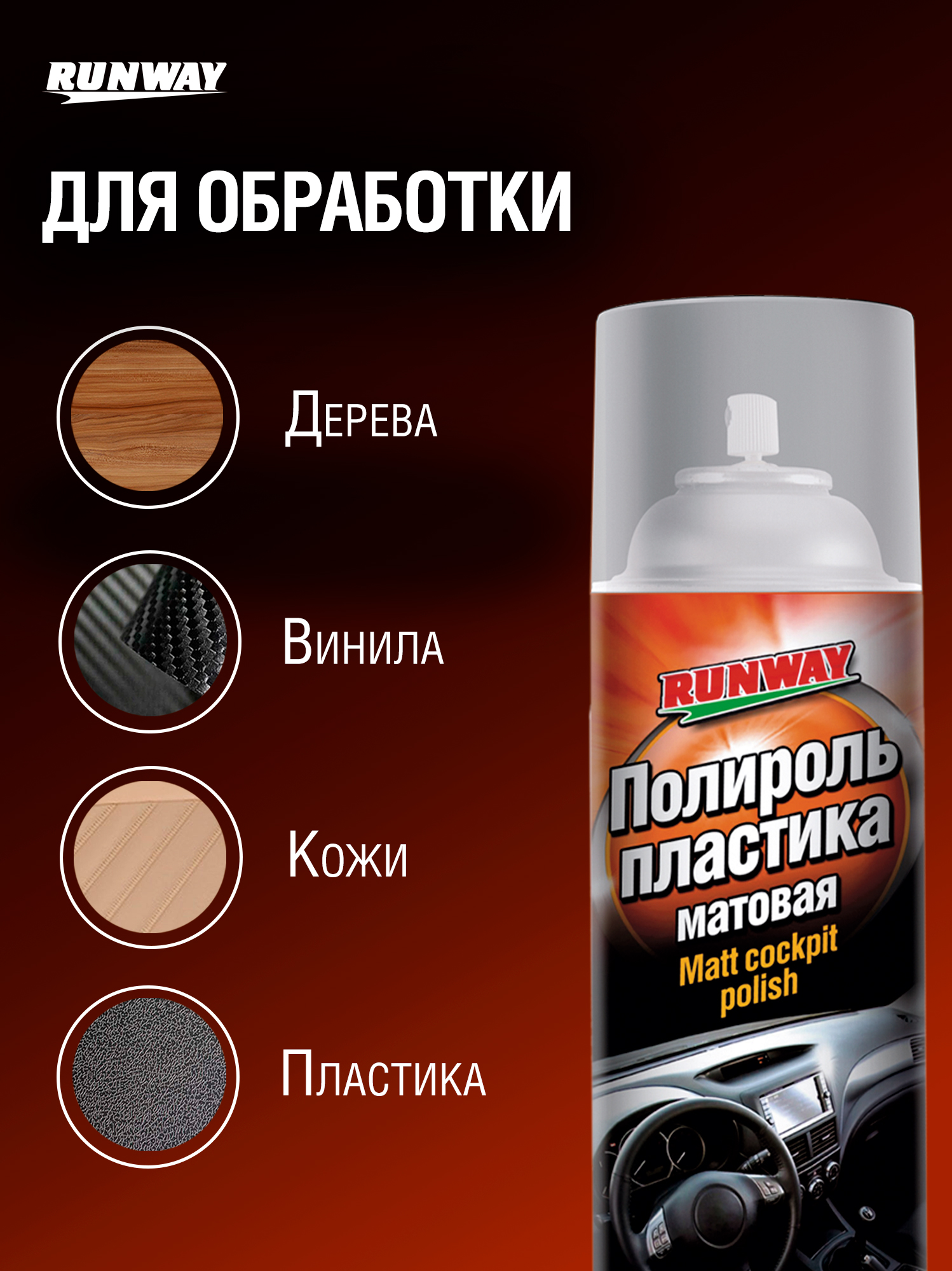 RW6129 Полироль пластика матовая 650 мл аэр.