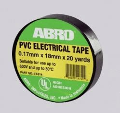 ABRO Изолента черная термостойкая 80С 18,2 м ЕТ-914+
