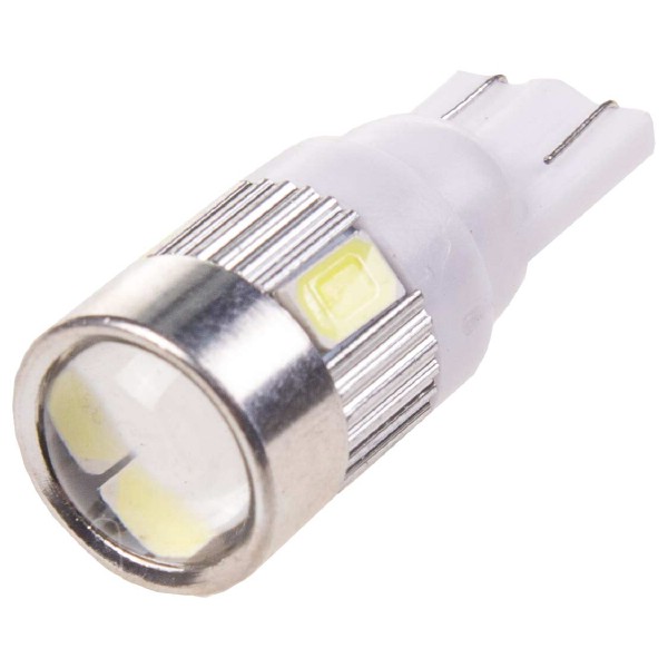 Автолампа диод T10(W5W) 24V 6 SMD 1-конт радиатор, с линзой Белая SKYWAY Салон, габариты, номер, стопы