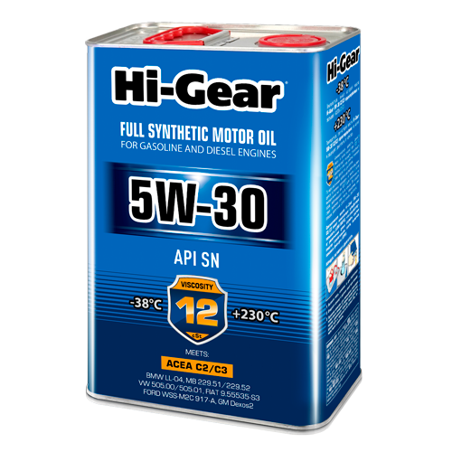 Hi-Gear 5W-30 ACEA C2/C3 API SN/CF 4л синт масло моторное HG0334