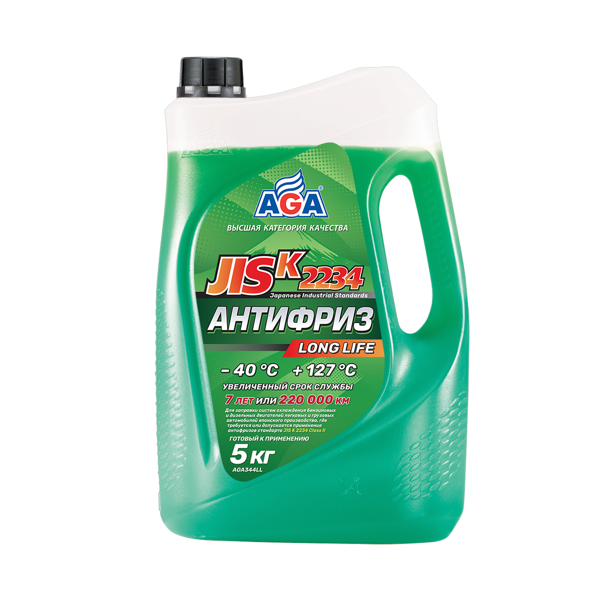 AGA344LL Антифриз зеленый, -40С, 5кг JIS K 2234