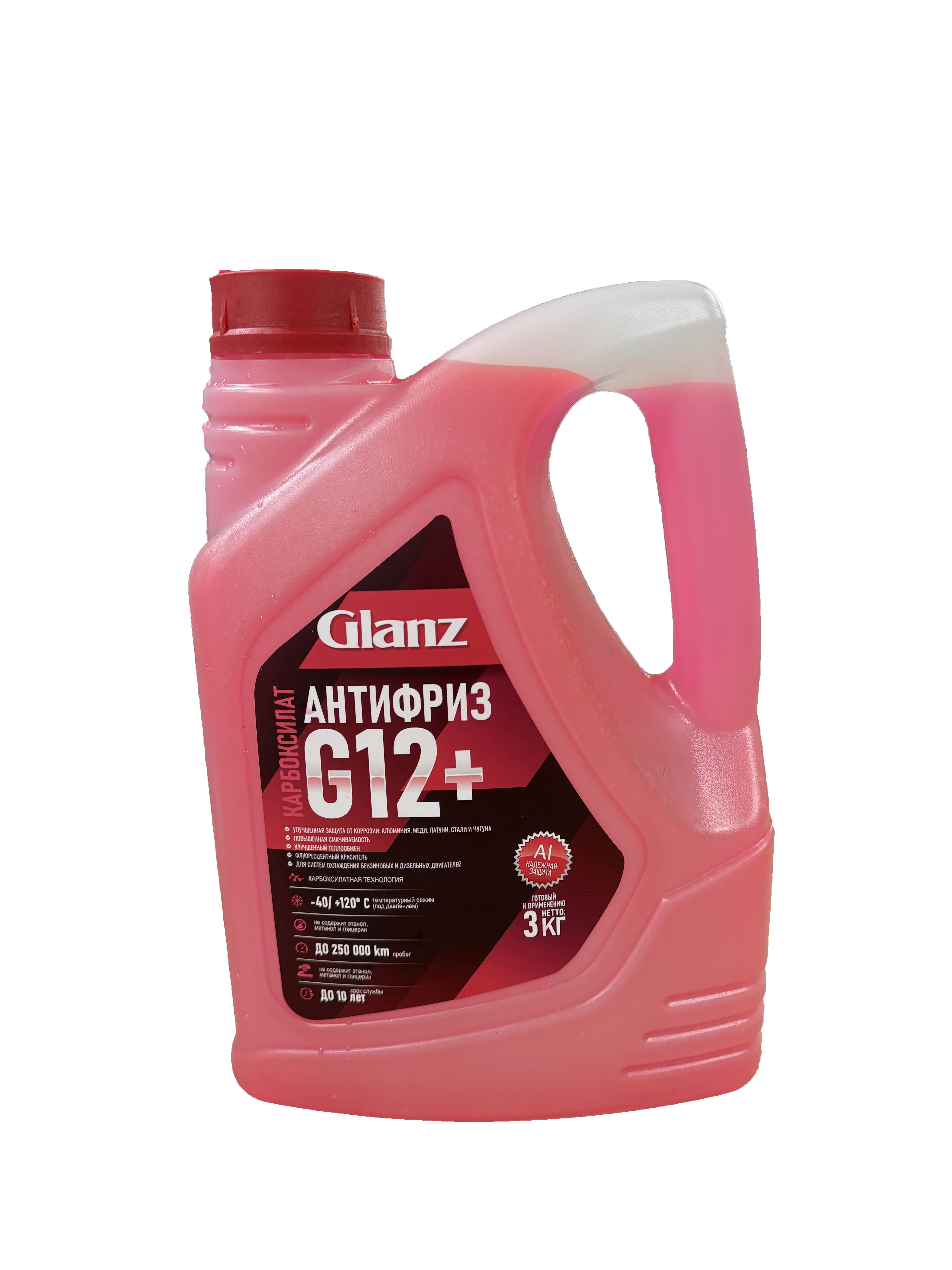 Glanz Антифриз G12+ Carboxylate (красный) 3кг