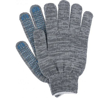 Перчатки х/б с ПВХ серые 6 нитей